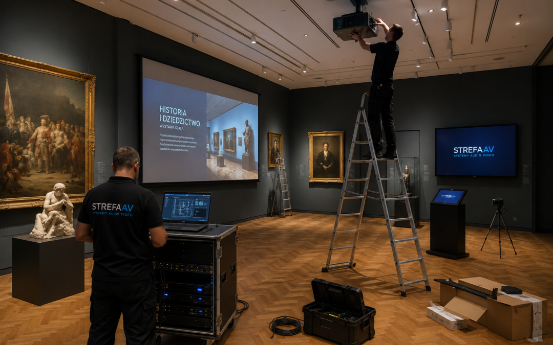 Instalacja systemów audio video, ekranów i projektorów multimedialnych w muzeum wykonana przez StrefaAV