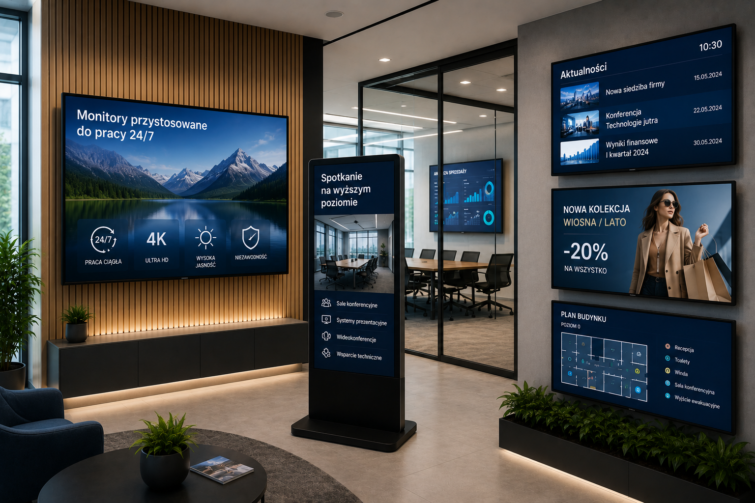 Profesjonalne monitory wykorzystywane w systemach Digital Signage i komunikacji wizualnej