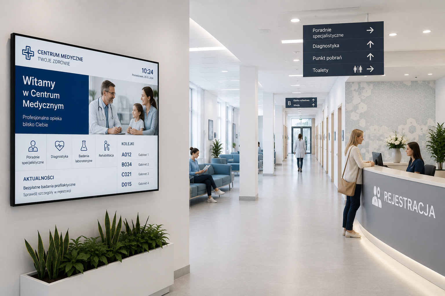 Nowoczesne rozwiązania AV w szpitalu z ekranami Digital Signage i systemem informacji dla pacjentów